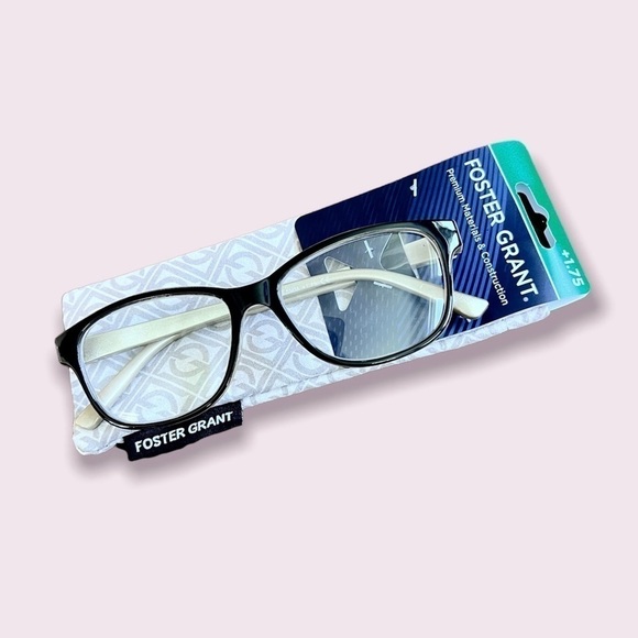 Foster Grant +1.75 Black and Tan Readers Magnified Reading Glasses with Case - Picture 1 of 9
